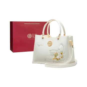 Pmsi Cow Leather One Shoulder Handbag Trumpets Women's Pearl White