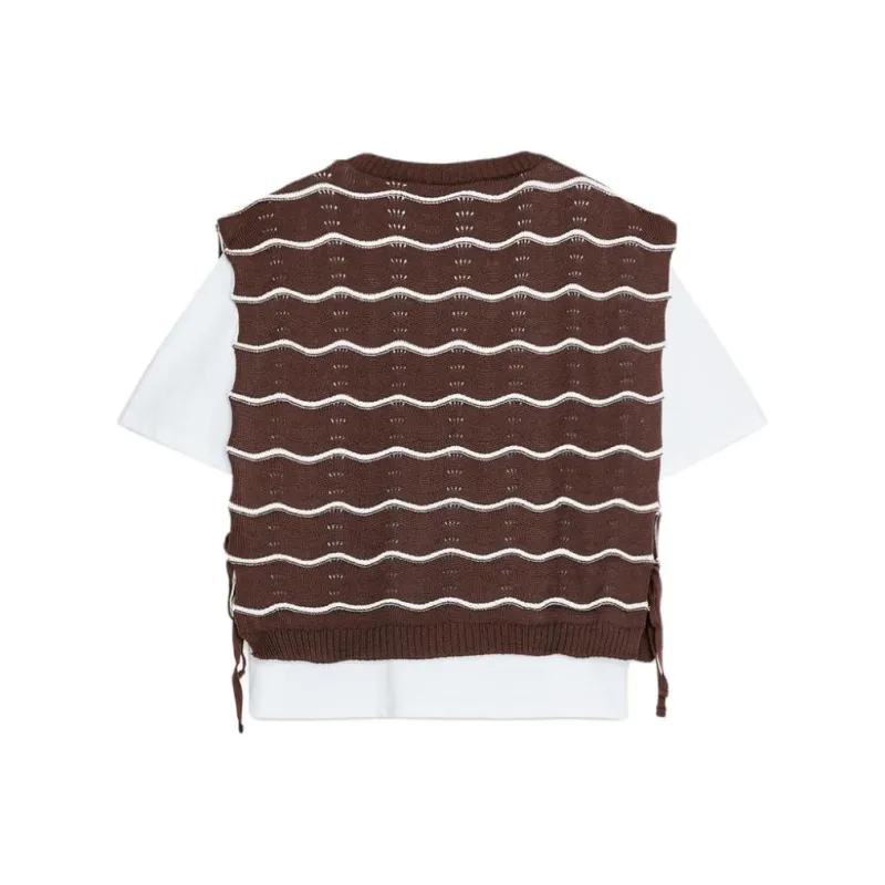 ZARA T Shirt Women's Brown/White-1