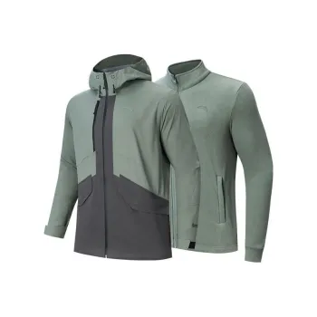 Anta Windproof Windbreaker Jacket Men's 2 Pack Asphalt Gray/Dark Brown Gray