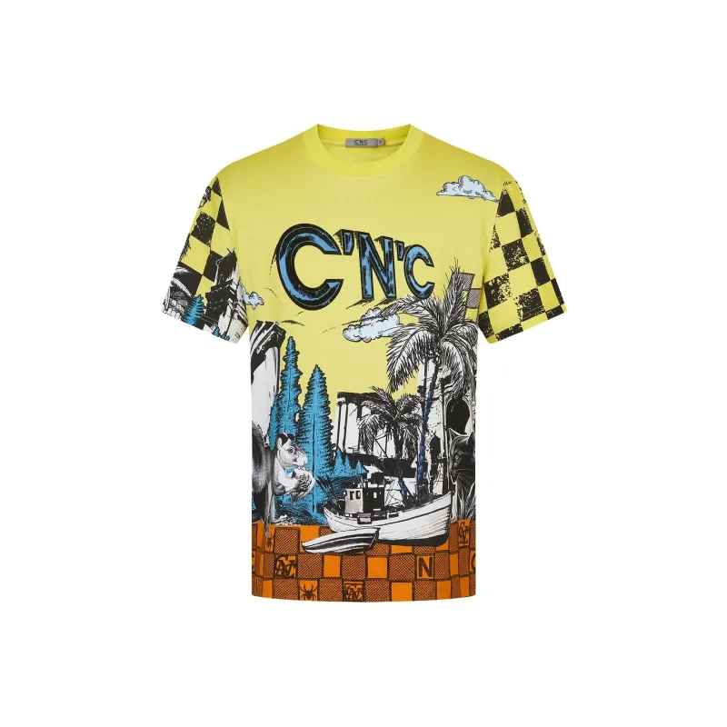 C'N'C Trend Series T Shirt Men's Yellow Pattern-0