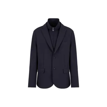 EMPORIO ARMANI Single breasted Jacket With Full zip Detachable Inner Panel In Smooth Lightweight Nylon