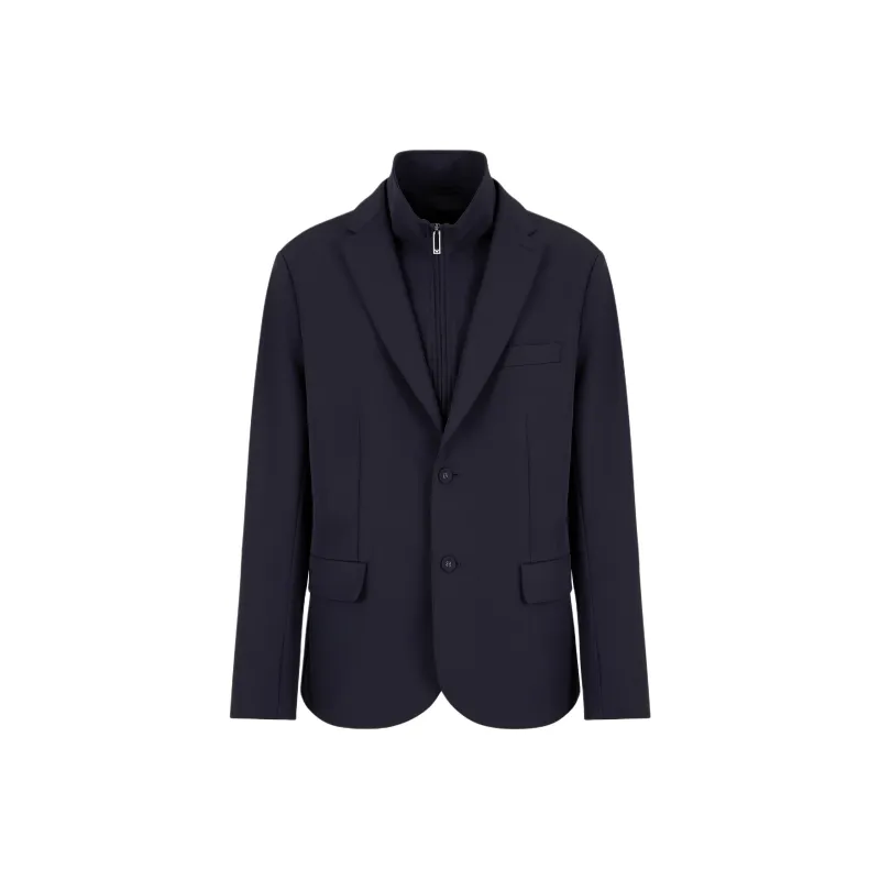 EMPORIO ARMANI Single breasted Jacket With Full zip Detachable Inner Panel In Smooth Lightweight Nylon-0