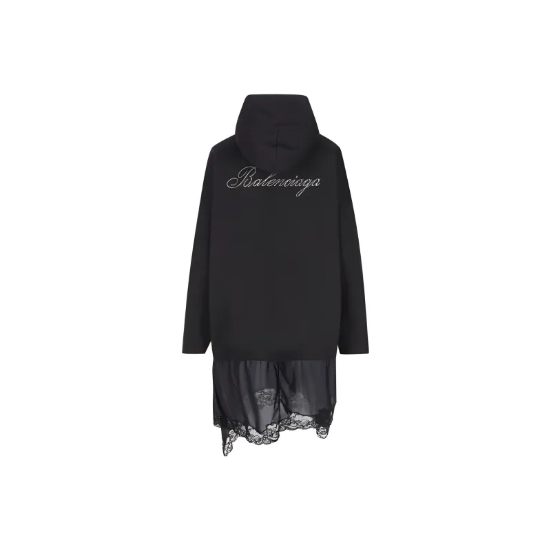 Balenciaga Lace Detailed Hooded Dress-1
