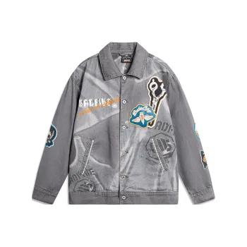 LiNing Badfive Denim Jacket Men's Obsidian Gray