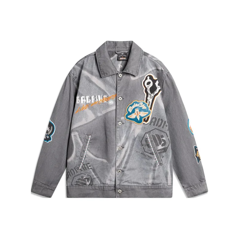 LiNing Badfive Denim Jacket Men's Obsidian Gray-0