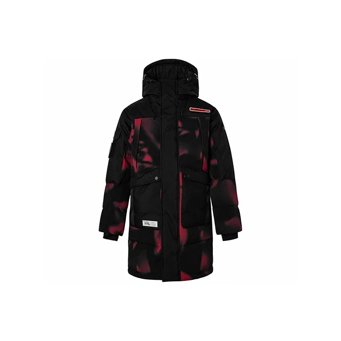 Kappa Colorblock Letter Hooded Mid Length Down Jacket Unisex-4