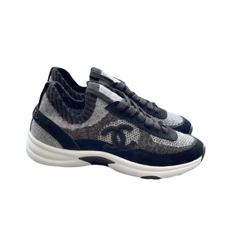 CHANEL 23B Low Top Casual Shoes Men's Gray Blue-2