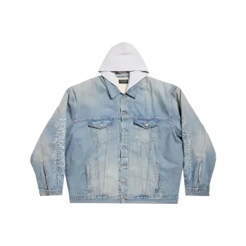 Balenciaga SS24 Denim Jacket Loose Fit Style Unisex Light Blue