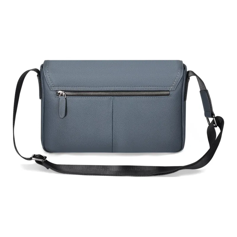 CROSSGEAR Top Grain Cow Leather Crossbody Bag, Shoulder Bag Unisex Blue-1