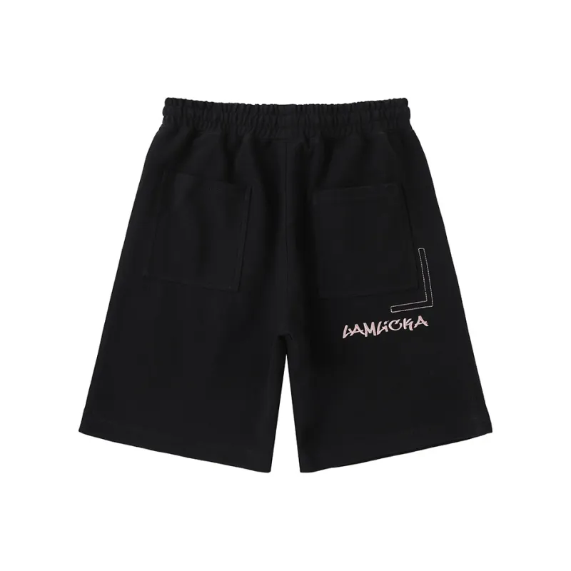 LAMLICKA Casual Shorts Unisex Black Pink-1
