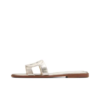 COLE HAAN Leather Patchwork Odor Resistant, Abrasion Resistant Slide Slippers Women's Gold