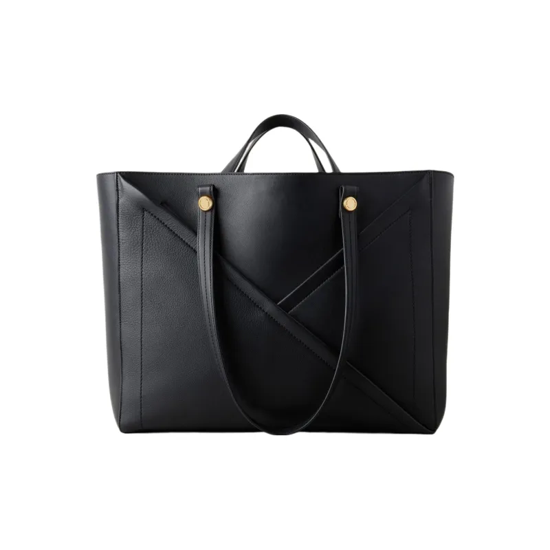 Mulberry Cow Leather Tote Bag, Shopping Bag, Shoulder Bag, Handbag Women's Black-2