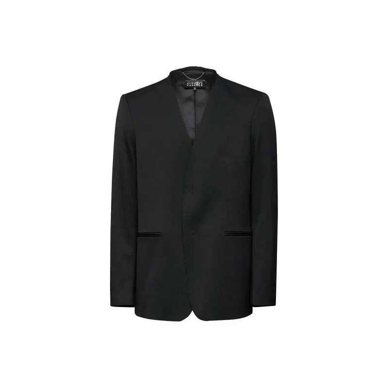 MM6 Maison Margiela Single Breasted Raw Cut Edge Blazer-0