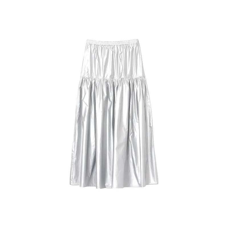Beams Casual Long Skirt Women's Silver-1