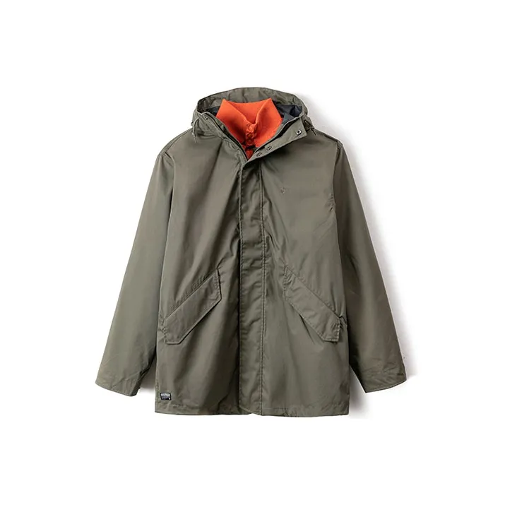 VOLCOM Solid Color Hooded Thickened Puffer Jacket Unisex Army Green-0