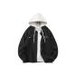 Black Coat+White Sweatshirt
