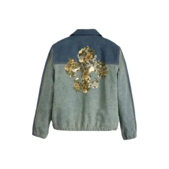 Levis Cotton Fleur De Lis Denim Track Jacket