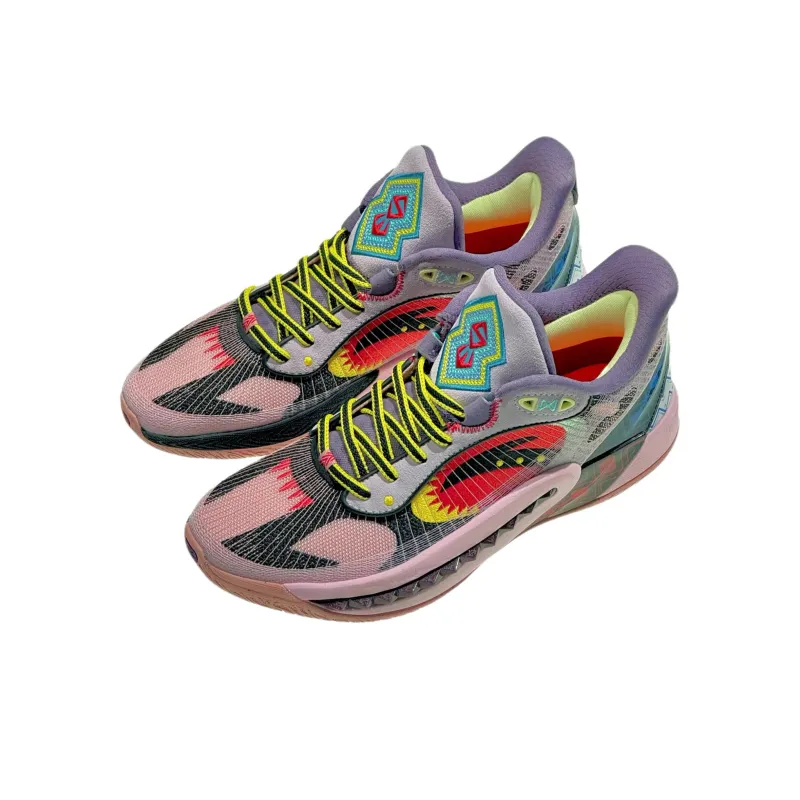 Anta Tide 6 Cushioning, Slip Resistant, And Abrasion Resistant Low Top Basketball Shoes Men's Pink Black Purple-1