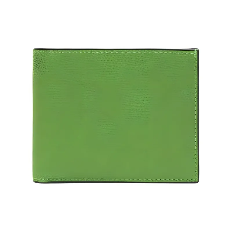 Valextra Millepunte Calfskin Coin Purse Wallet Men's Grass Green-0