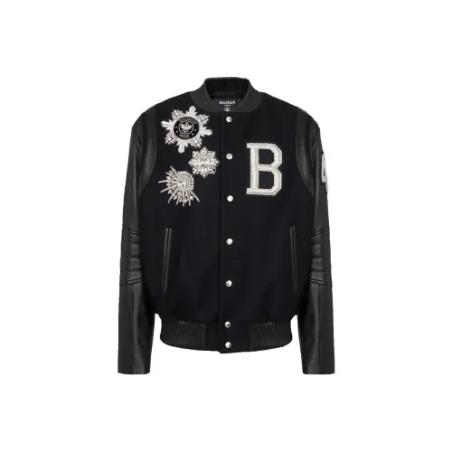 balmain koszulka Appliqué Hooded Leather Jacket