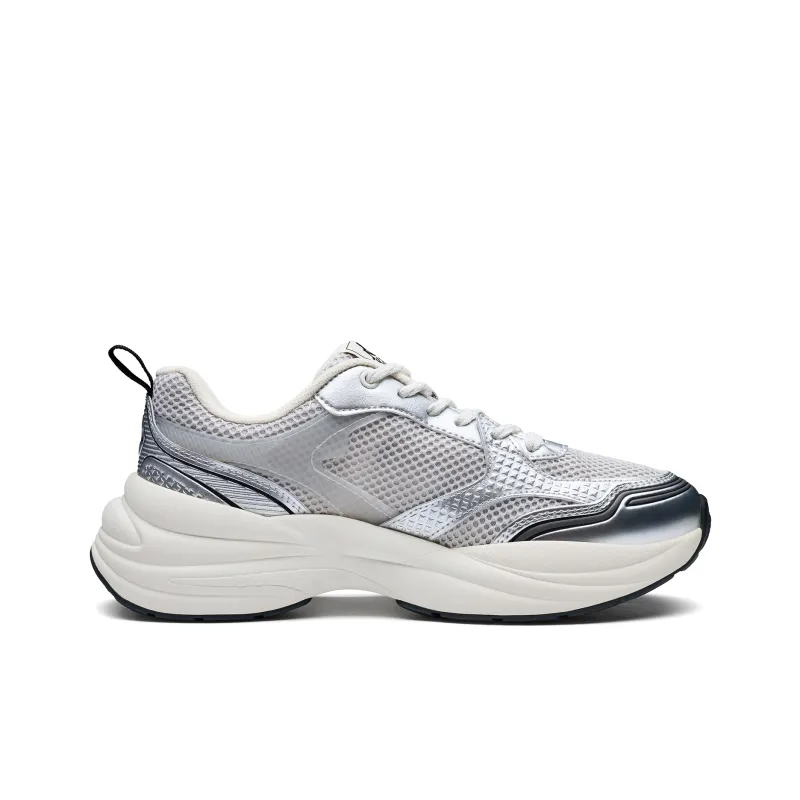 Kappa Anti-Slip Wear-Resistant Low-Top Chunky Sneakers Women's Silver-1