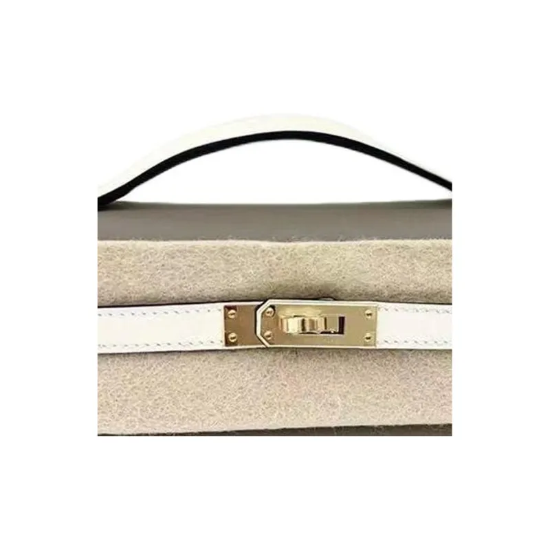 HERMES Mini Kelly Generation 1 Swift Leather Kelly Bag Handbag Mini Women's Asphalt Gray & Cream White-2
