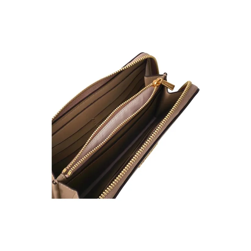 Kate Spade Spade Flower Leather Patchwork With Jacquard Wrist Pouch Coin Purse Wallet Women's White & Brown-4