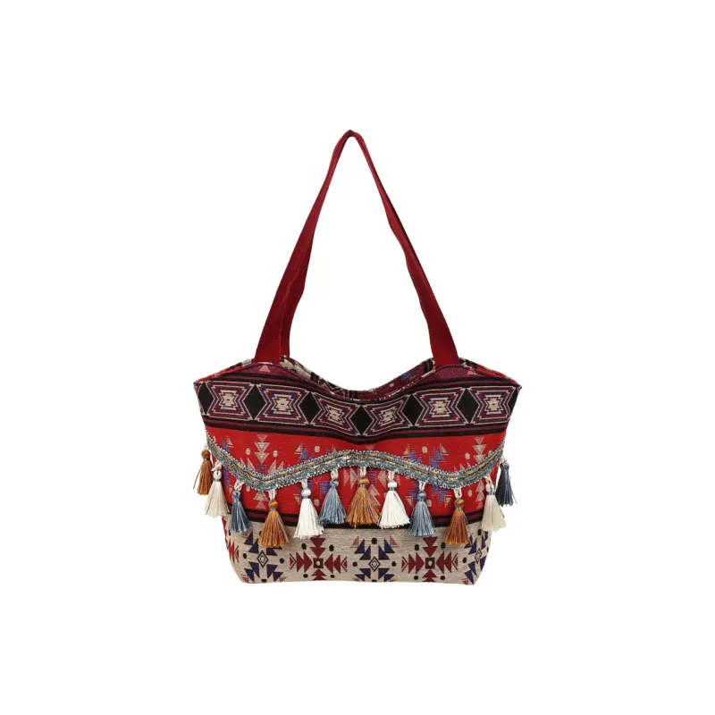 Dusen Kangaroo Canvas Bag, Shoulder Bag Women's Red/Brown/Blue-0