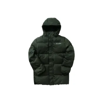 Daily Paper Letter Solid Color Detachable Hood Loose Fit Mid-Length Puffer Jacket Unisex Green