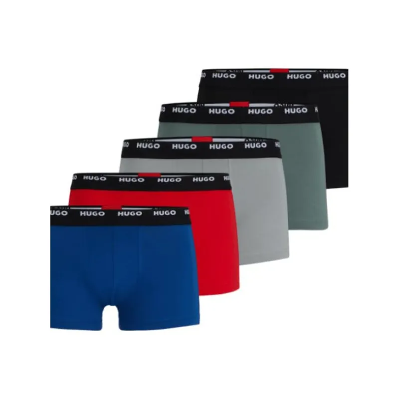 HUGO BOSS FW23 Five Pack Of Stretch Cotton Trunks With Logo Waistbands Underpants Men's 5 Pack-1