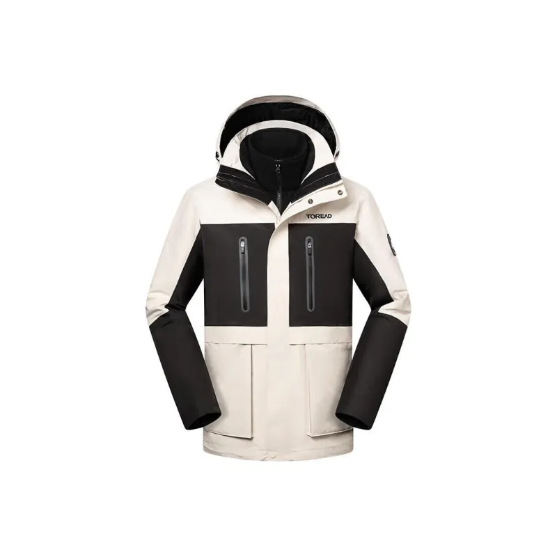 TOREAD Waterproof And Windproof To Keep Warm Windbreaker Jacket Men's Polar White/Black-0