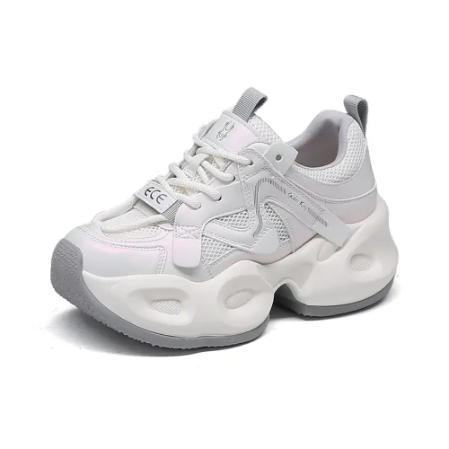 Spider King Low Top Chunky Sneakers Women's White Gray