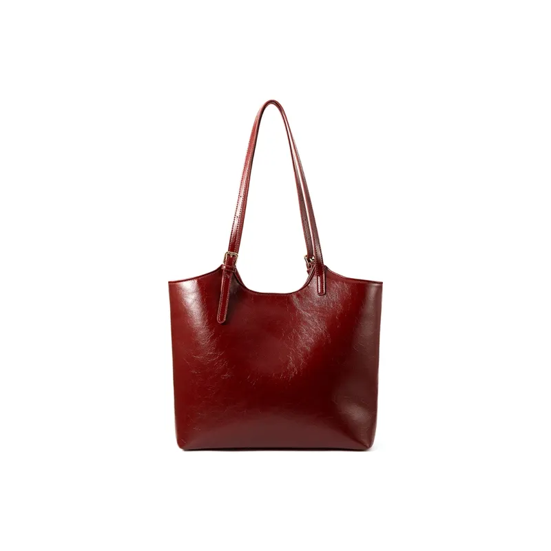 Vigno Synthetic Leather Shopping Bag, One Shoulder Tote Bag Women's Red-4