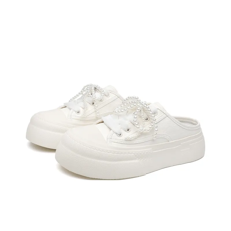 ABIDJAN Ribbon Pearl Collection Closed Toe Slippers Women's-2