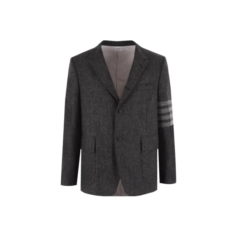 THOM BROWNE Stripe Detailed Single Breasted Tailored Blazer-0