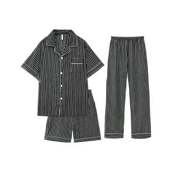 Qiao Ni Tong Pajama Set Men's Cool Vertical Stripes