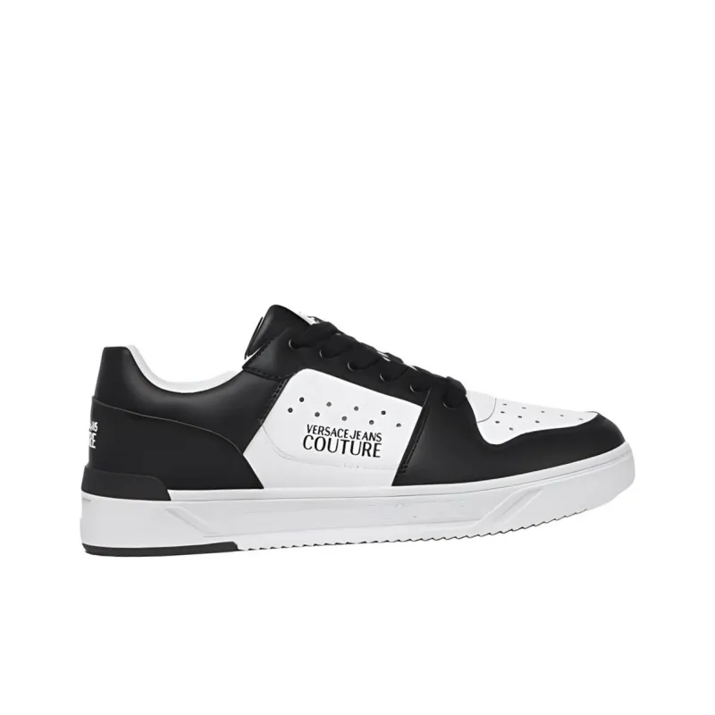 VERSACE JEANS COUTURE Low Top Skateboard Shoes Men's Black White-1