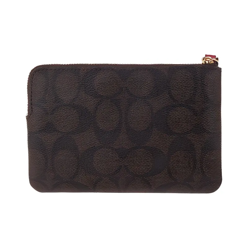 COACH Boxed Leather Clutch Women's Dark Coffee-2