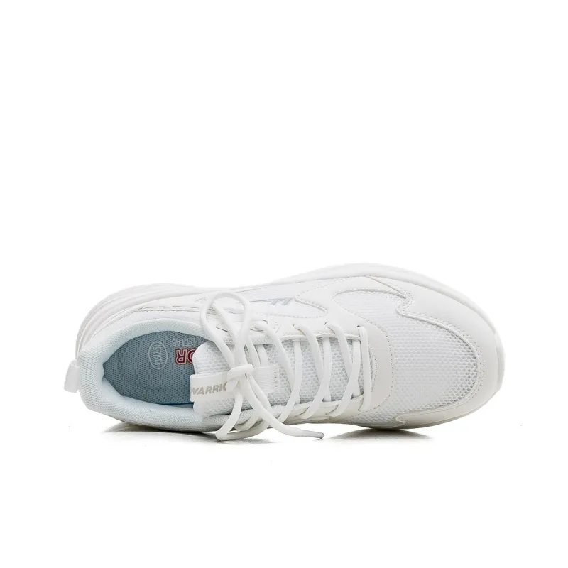 Warrior Anti Slip And Wear Resistant Height Increasing Low Top Casual Running Shoes Unisex White-2