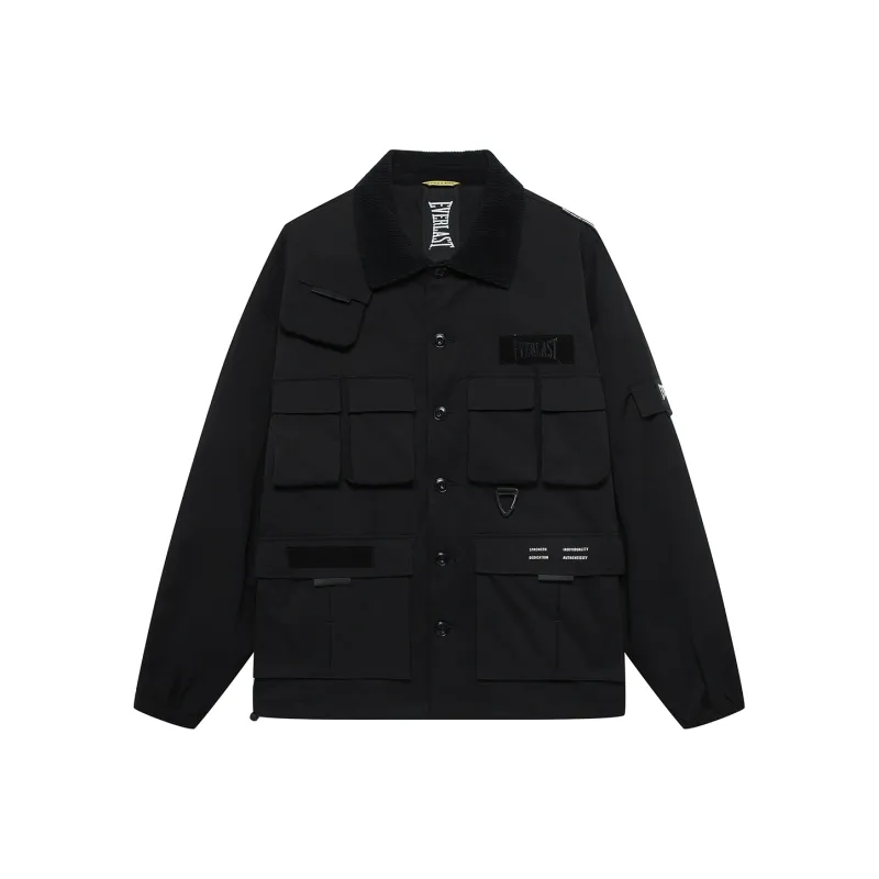 Everlast Solid Color Letter Hand-Drawn Lapel Loose Fit Thickened Puffer Jacket Unisex-0