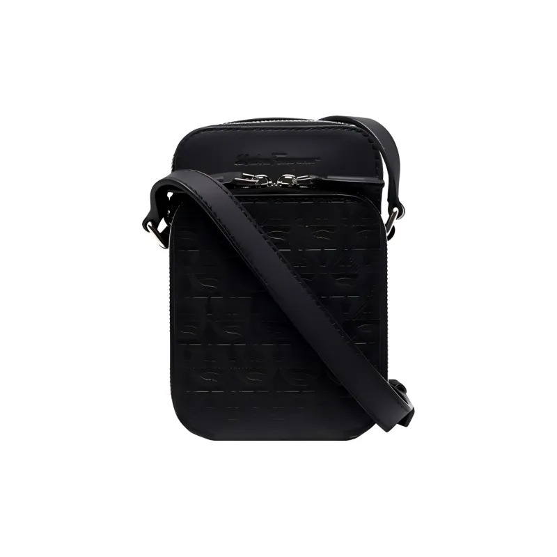 FERRAGAMO Calfskin Travel Bag Unisex Black-0