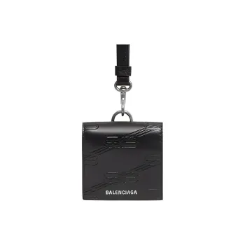 Balenciaga Embossed Phenol Cow Leather Earphone Case Men's Black