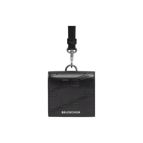 Balenciaga Embossed Phenol Cow Leather Earphone Case Men's Black