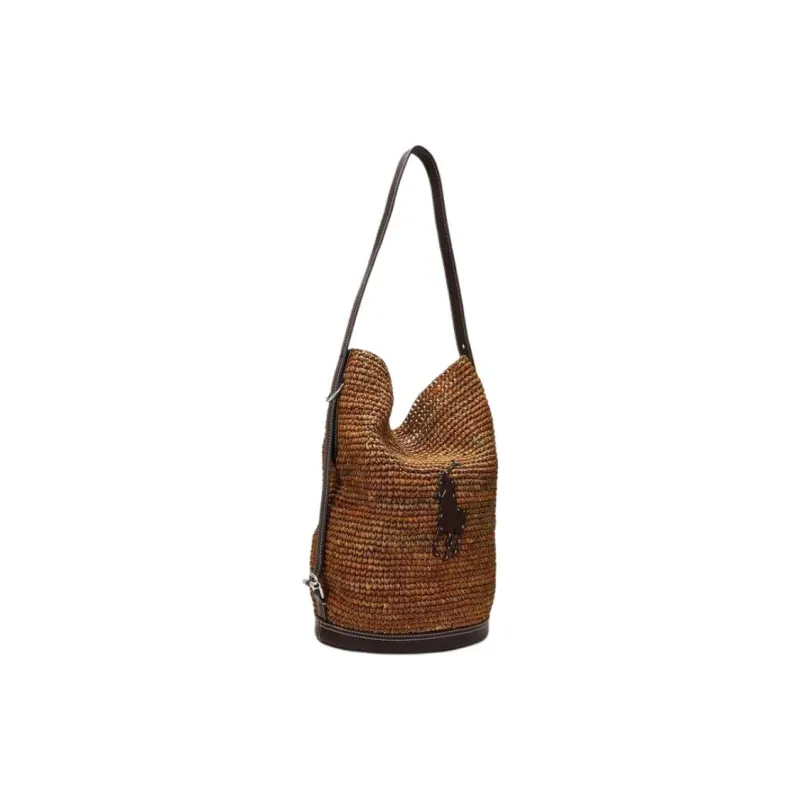 Polo Ralph Lauren Plant Material Crossbody Bag, Shoulder Bag Medium Size Women's Brown-1