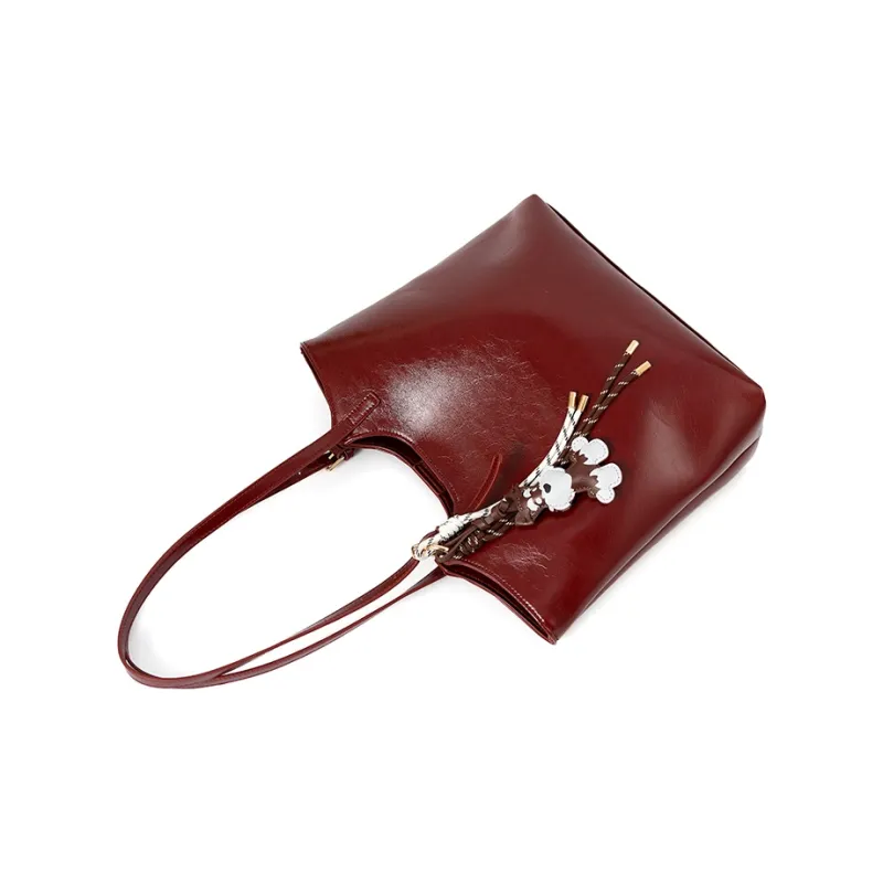 Vigno Synthetic Leather Shopping Bag, One Shoulder Tote Bag Women's Red-2