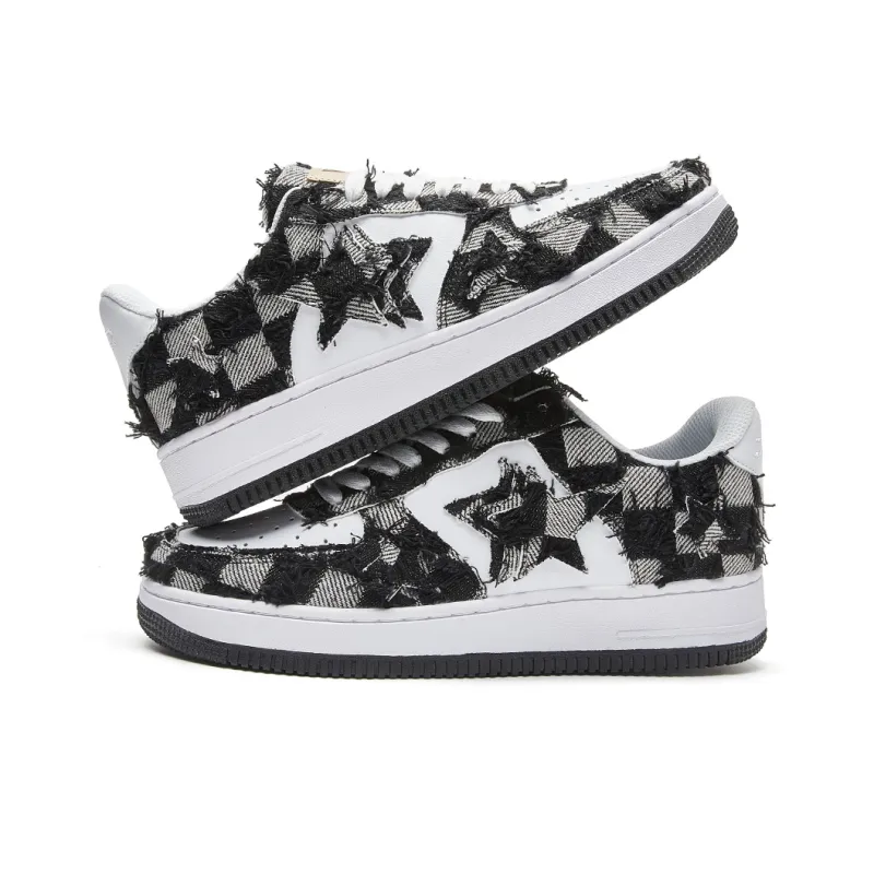 VOIT Coverage Balance Height Increase Low Top Skateboard Shoes Unisex Black White-3