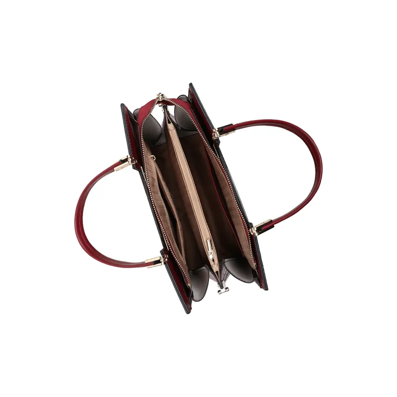 C°BANNER Cow Leather Shoulder Bag, Crossbody Bag, Handbag Medium Size Women's Burgundy-4