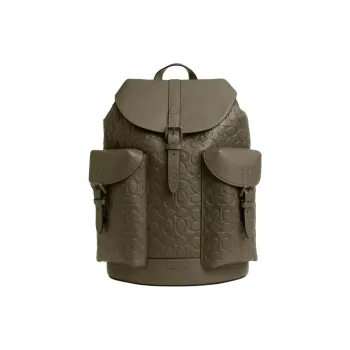 COACH WARNER Calfskin Backpack Large Size Men's Army Green