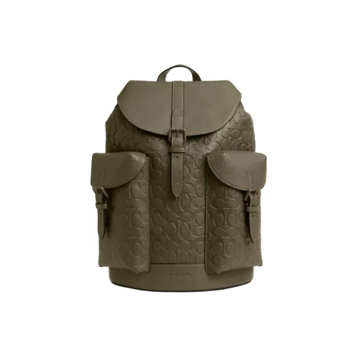 COACH WARNER Calfskin Backpack Large Size Men's Army Green