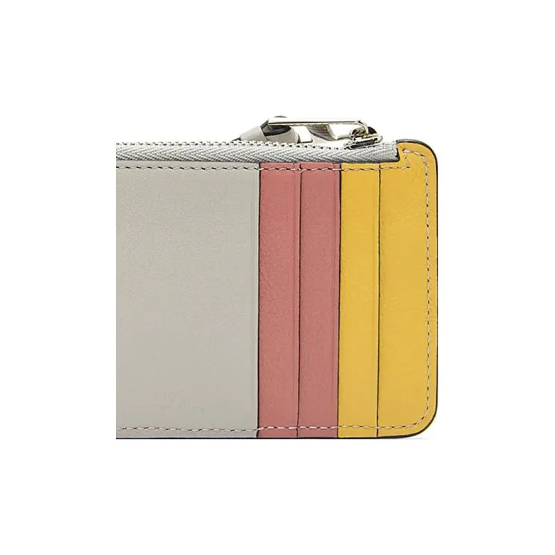 LOEWE Puzzle Cow Leather Wallet, Card Holder Women's Light And Ethereal Gray/Peachy Pink-4